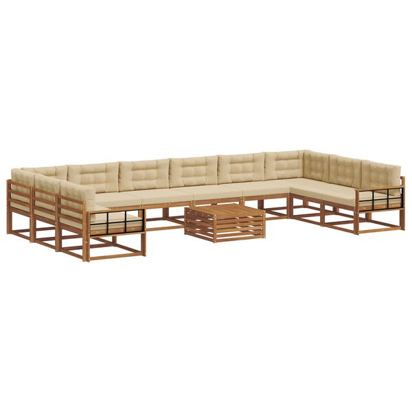 vidaXL Outdoor-Sofagarnitur mit Kissen 11 pcs Natur und Beige