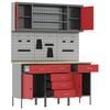 vidaXL Werkbank mit Schubladen 7 pcs Rot 150 x 55 x 200 cm Stahl