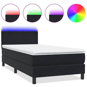 vidaXL Boxspringbett mit Matratze & LED Schwarz 90x210 cm Samt