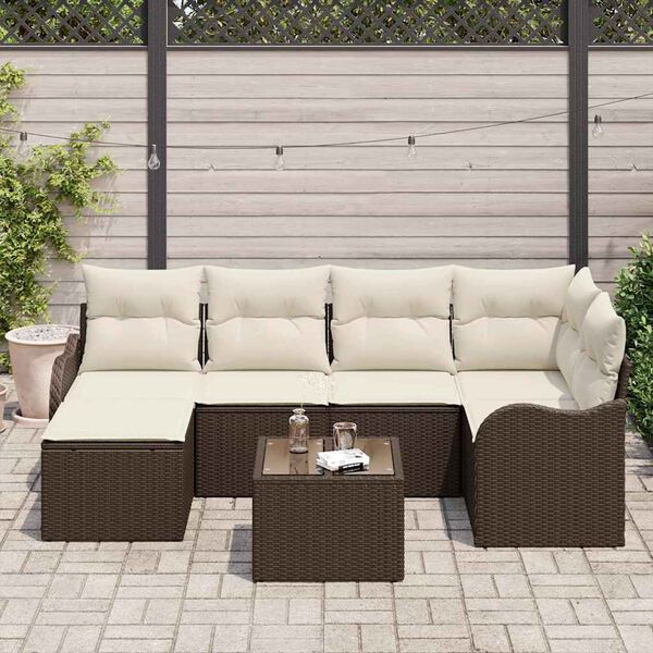 vidaXL Gartensofa-set 7 pcs Braun Poly-Rattan