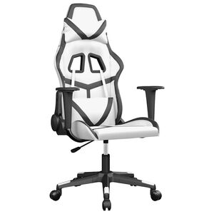 vidaXL Gaming-Stuhl mit Massagefunktion Wei&szlig; und Schwarz Kunstleder