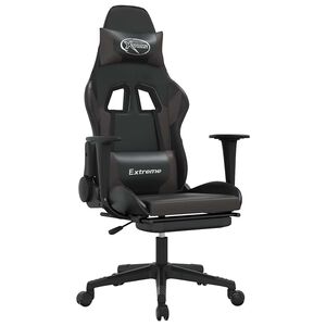 vidaXL Gaming-Stuhl mit Massage & Fu&szlig;st&uuml;tze Schwarz & Grau Kunstleder