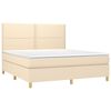 vidaXL Boxspringbett mit Matratze & LED Creme 160x200 cm Stoff