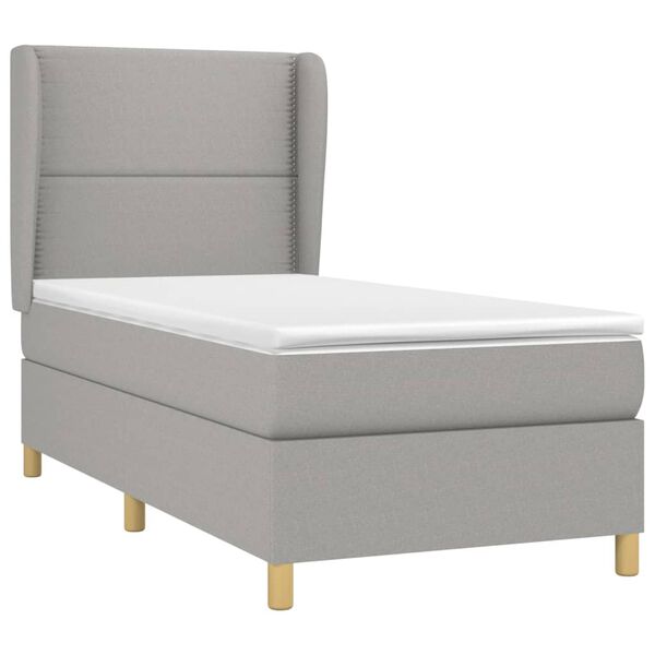 vidaXL Boxspringbett mit Matratze Hellgrau 100x200 cm Stoff