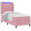 vidaXL Boxspringbett mit Matratze mit LED Rosa 90 x 190 cm Samt