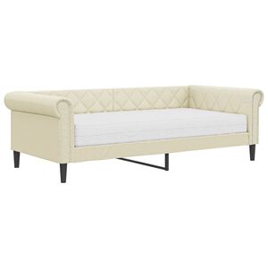vidaXL Tagesbett mit Matratze Creme 90x200 cm Kunstleder