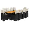 vidaXL 11-tlg. Garten-Bistro-Set mit Kissen Schwarz Poly Rattan