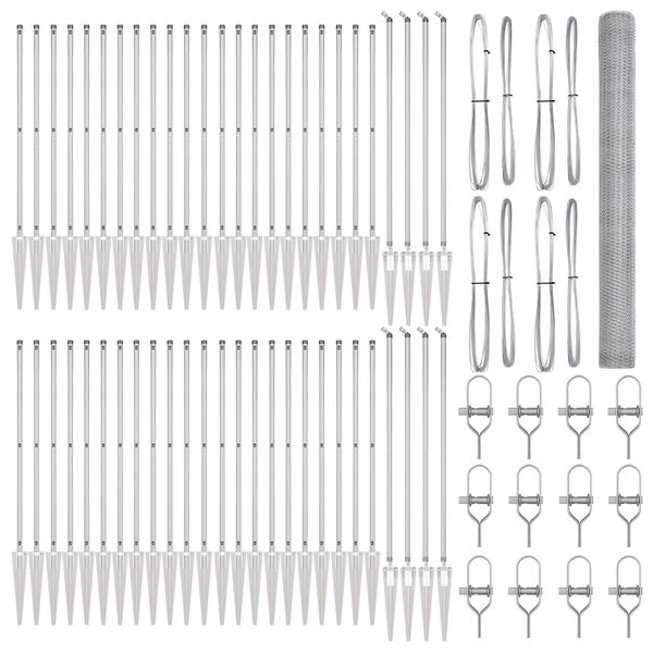 vidaXL Zaun mit Pfosten Silber 1,6 x 100 m PVC-beschichteter Stahl