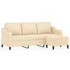 vidaXL 3-Sitzer-Sofa mit Hocker Creme 180 cm Stoff