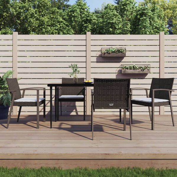 vidaXL 5-tlg. Garten-Essgruppe mit Kissen Poly Rattan und Stahl