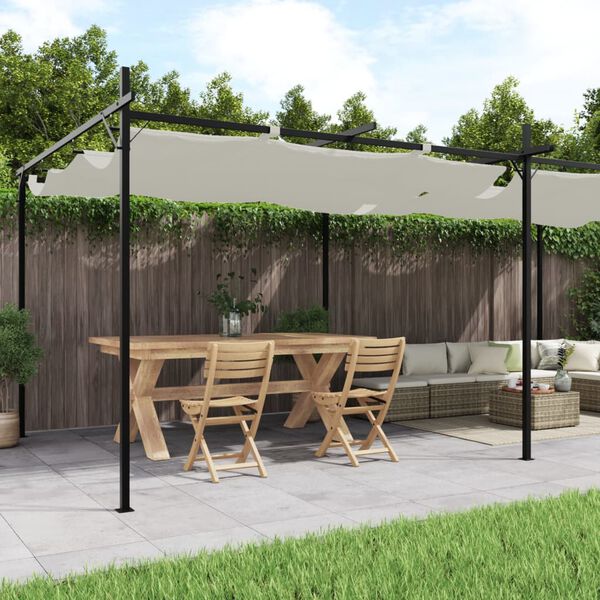 vidaXL Pergola mit Schiebedach Creme 589x292x230 cm
