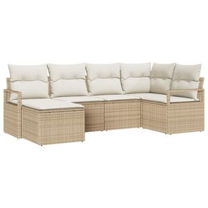 vidaXL Sofa Set mit Kissen 6 pcs Beige Poly Rattan