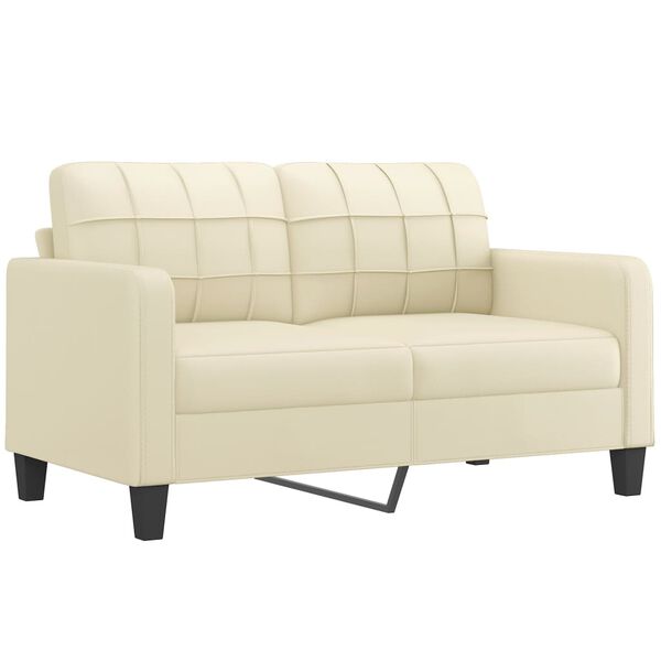 vidaXL 2-Sitzer-Sofa mit Zierkissen Creme 140 cm Kunstleder