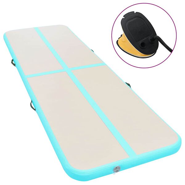 vidaXL Aufblasbare Gymnastikmatte mit Pumpe 600x100x10 cm PVC Gr&uuml;n