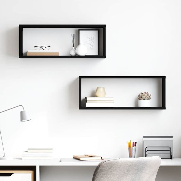 vidaXL W&uuml;rfelregale 2 Stk. Schwarz 60x15x23 cm Holzwerkstoff