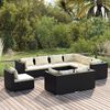 vidaXL 9-tlg. Garten-Lounge-Set mit Kissen Poly Rattan Schwarz