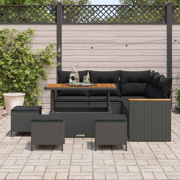 vidaXL Gartensofa-set 9 pcs Schwarz Poly-Rattan