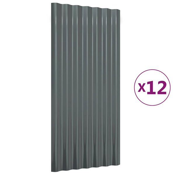 vidaXL Dachpaneele 12 Stk Verzinkter Stahl Anthrazit 80x36 cm