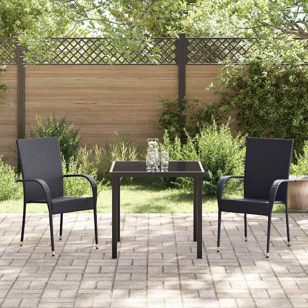 vidaXL Garten Essgruppe 3 pcs Schwarz Pulverbeschichteter Stahl
