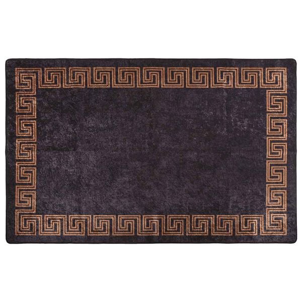 vidaXL Teppich Waschbar Schwarz und Golden 160x230 cm Rutschfest