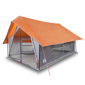 vidaXL Campingzelt 5 Personen Grau und Orange Wasserdicht