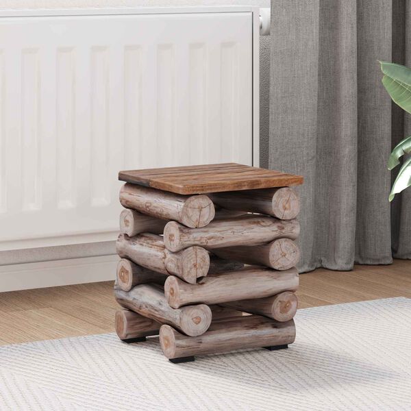 vidaXL Hocker Natur 30 x 30 x 38 cm Massivholz Teak