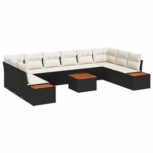 vidaXL Gartensofa-set 10 stk. 10-Sitzer Schwarz und Creme