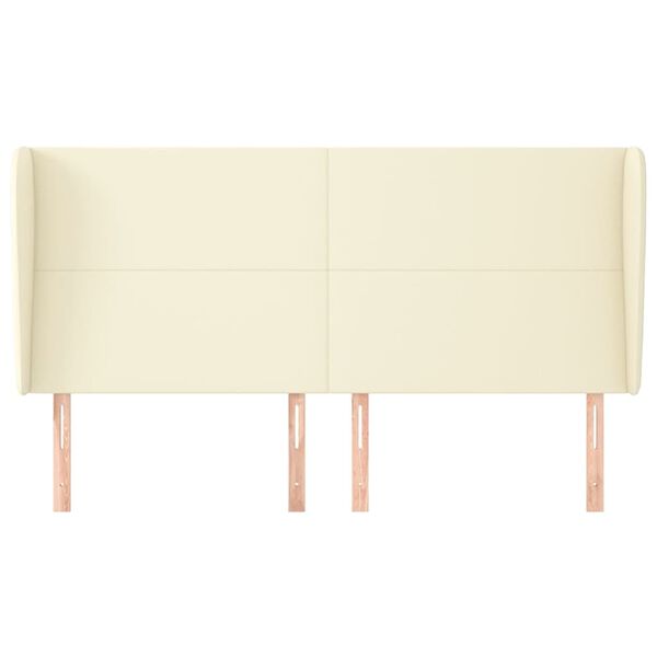 vidaXL Kopfteil mit Ohren Creme 163x23x118/128 cm Kunstleder
