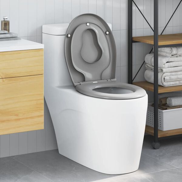 vidaXL Toilettensitz Grau 44,5 x 37,3 x 4,3 cm Duroplast