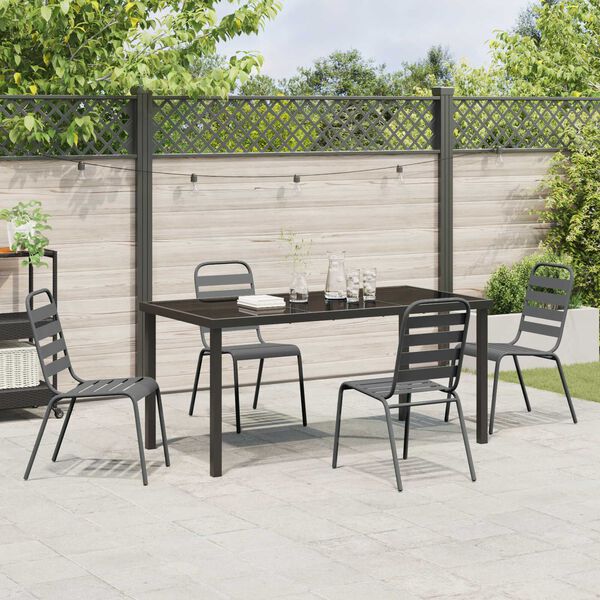 vidaXL Garten Essgruppe 5 pcs Anthrazit Pulverbeschichteter Stahl
