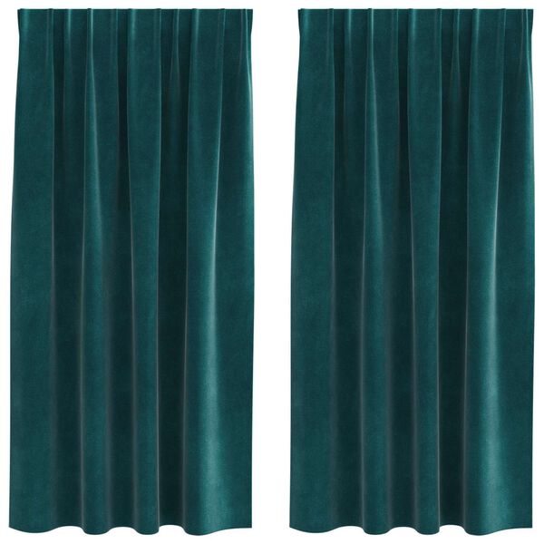 vidaXL Verdunkelungsvorh&auml;nge 2 pcs Dunkelgr&uuml;n 140 x 175 cm Samt