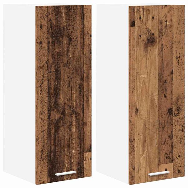 vidaXL H&auml;ngeschrank mit T&uuml;r 2 pcs Altes Holz und Wei&szlig; 30 x 31 x 80 cm