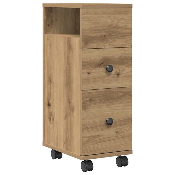 vidaXL Badschrank Schmal mit Rollen Artisan-Eiche Holzwerkstoff