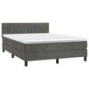 vidaXL Boxspringbett mit Matratze & LED Dunkelgrau 140x200 cm Samt