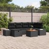 vidaXL Garten-Sofa-Set mit Kissen 7 pcs Schwarz Poly Rattan