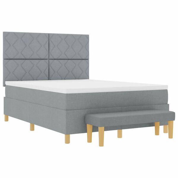 vidaXL Boxspringbett mit Matratze Hellgrau 160 x 200 cm Stoff