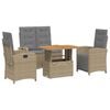 vidaXL 4-tlg. Garten-Essgruppe mit Kissen Beige Poly Rattan