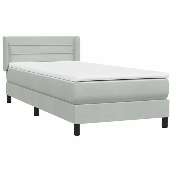 vidaXL Boxspringbett mit Matratze Hellgrau 80x210 cm Samt