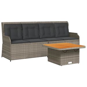 vidaXL 3-tlg. Garten-Lounge-Set mit Kissen Grau Poly Rattan
