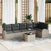 vidaXL Garten-Sofa-Set mit Kissen 7 pcs Hellgrau Poly Rattan
