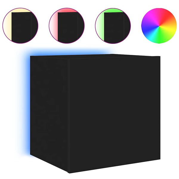 vidaXL TV-Wandschrank mit LED-Leuchten Schwarz 40,5x35x40 cm