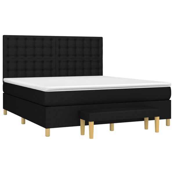 vidaXL Boxspringbett mit Matratze Schwarz 160x200 cm Stoff
