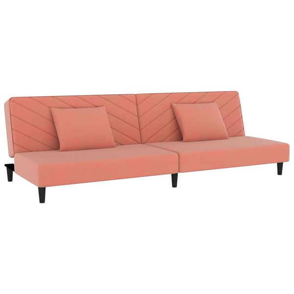 vidaXL Schlafsofa 2-Sitzer mit 2 Kissen Rosa Samt