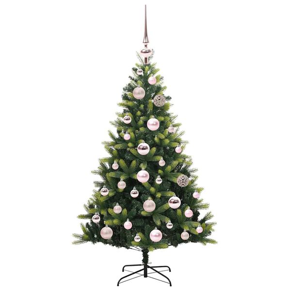 vidaXL K&uuml;nstlicher geflammter Weihnachtsbaum 150 LEDs Gr&uuml;n 120 cm