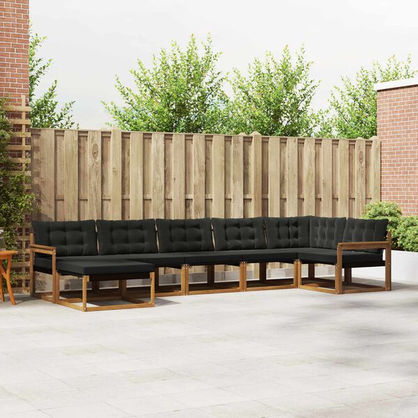 vidaXL Outdoor-Sofagarnitur mit Kissen 21 pcs Nat&uuml;rlich und Schwarz