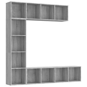 vidaXL 3-tlg. B&uuml;cherregal-/TV-Schrank-Set Grau Sonoma 180x30x180 cm