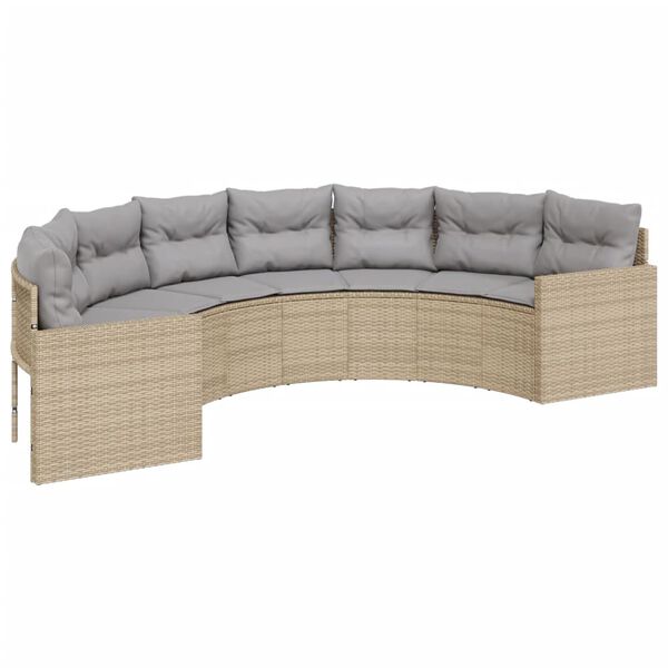 vidaXL 2-tlg. Garten-Sofagarnitur Halbrund Beige Poly-Rattan