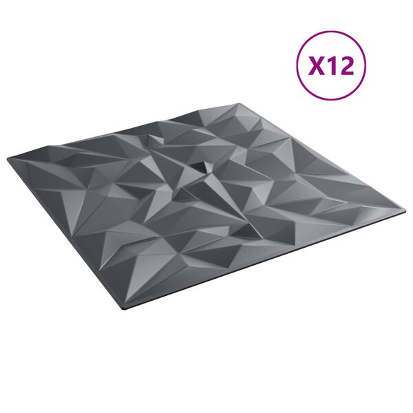 vidaXL Wandpaneele 12 pcs Amethyst Grau 50 x 50 cm XPS Schaum