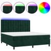 vidaXL Boxspringbett mit Matratze & LED Dunkelgr&uuml;n 160x200 cm Samt
