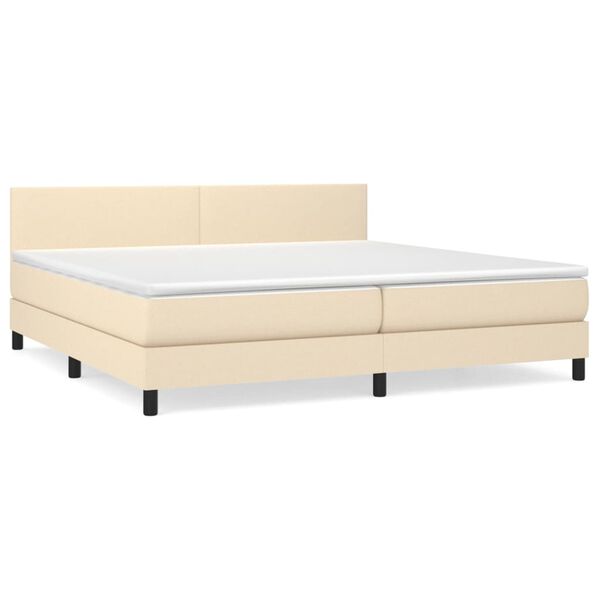 vidaXL Boxspringbett mit Matratze Creme 200x200 cm Stoff